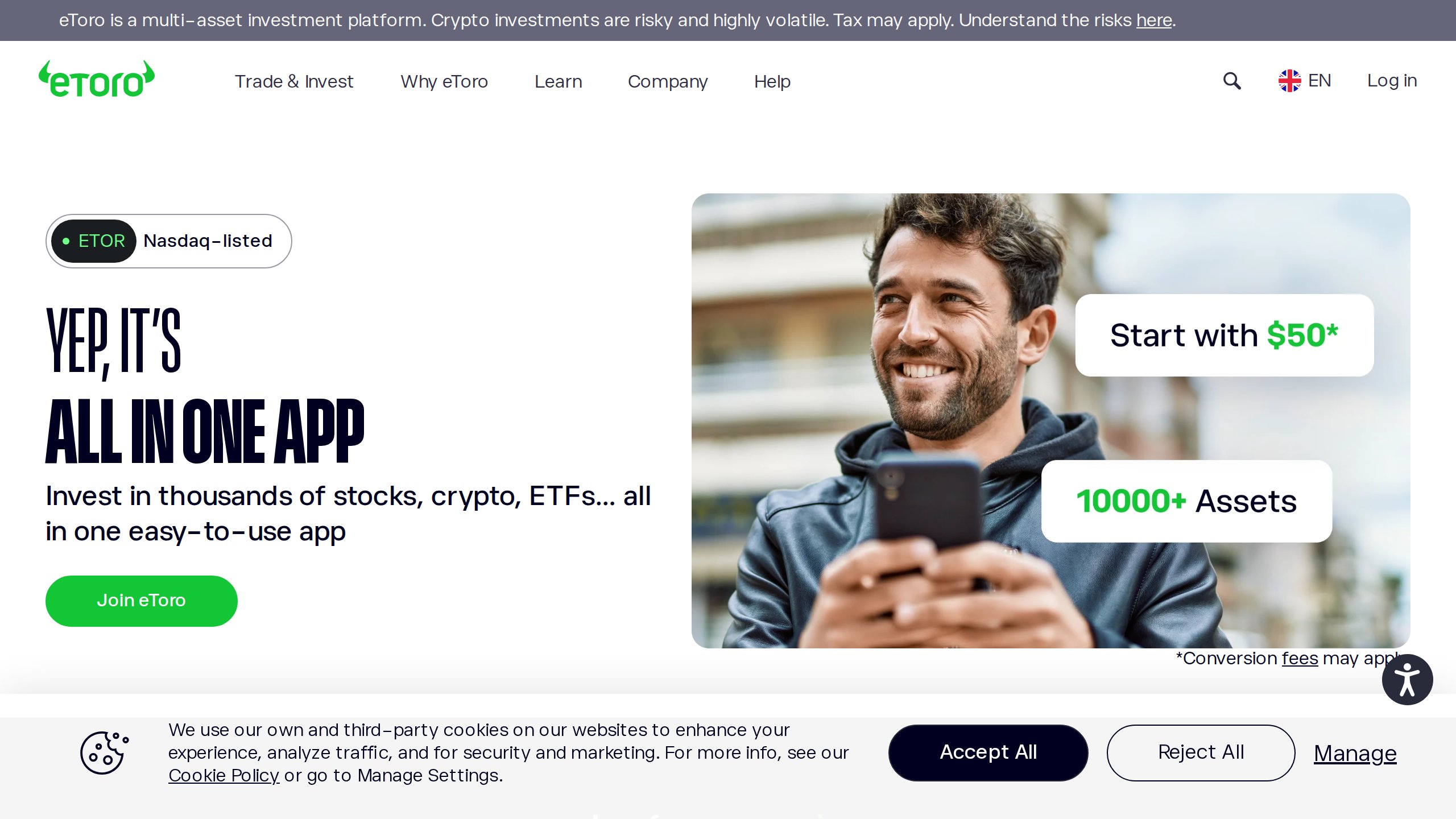 eToro Plattform Screenshot